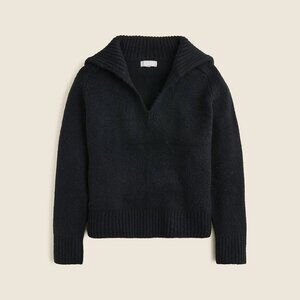 J. Crew cropped Johnny-Collar Sweater XS black ribbed trim